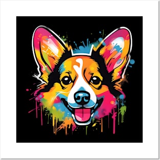 Corgi Dog Colorful Street Art Style Posters and Art